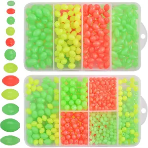 1000Pcs Assorted Glow Fishing Beads Set, Soft Plastic Oval & Round Mixed Color Bait Eggs, Fishing Tackle for Saltwater Rigs