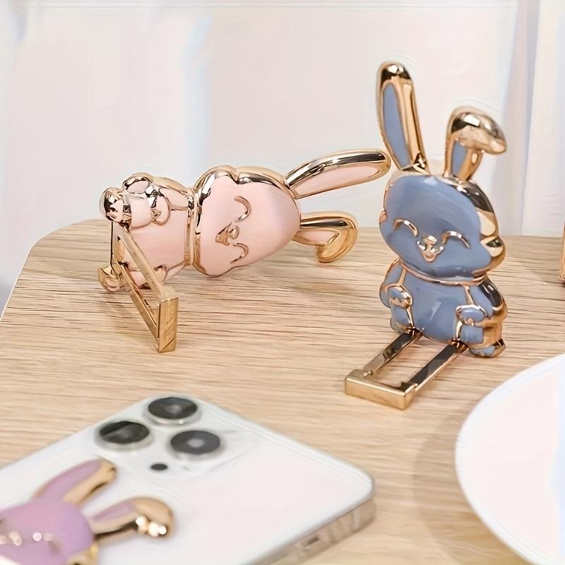 Back to School Phone Case with Rabbit Push Pull Stand, Cute Lazy Bunny Holder for Desk