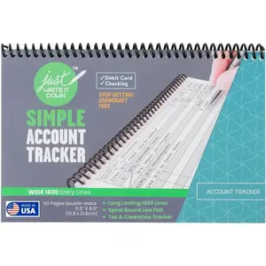 The Superior Register - Simple Account Tracker - Big Checkbook Register & Financial Ledger - Debit Card Register - Bank Register - 1 Pack, Teal, Wide Edition