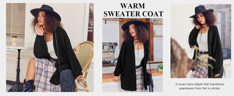 Saodimallsu Womens Oversized Cardigan Sweaters Open Front Chunky Knit Casual Long Lantern Sleeve Fall Sweater Coats chunky  cardigans  for  women