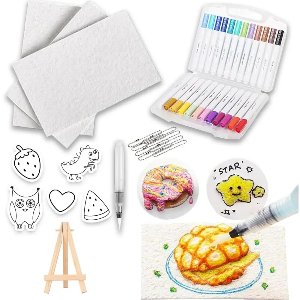 Magic Puffy Paint, 3D Drawing Magic Canvas Sponge, Puffy Drawing Texture Painting Kit (Rectangular)