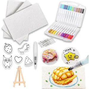 Magic Puffy Paint, 3D Drawing Magic Canvas Sponge, Puffy Drawing Texture Painting Kit (Rectangular)