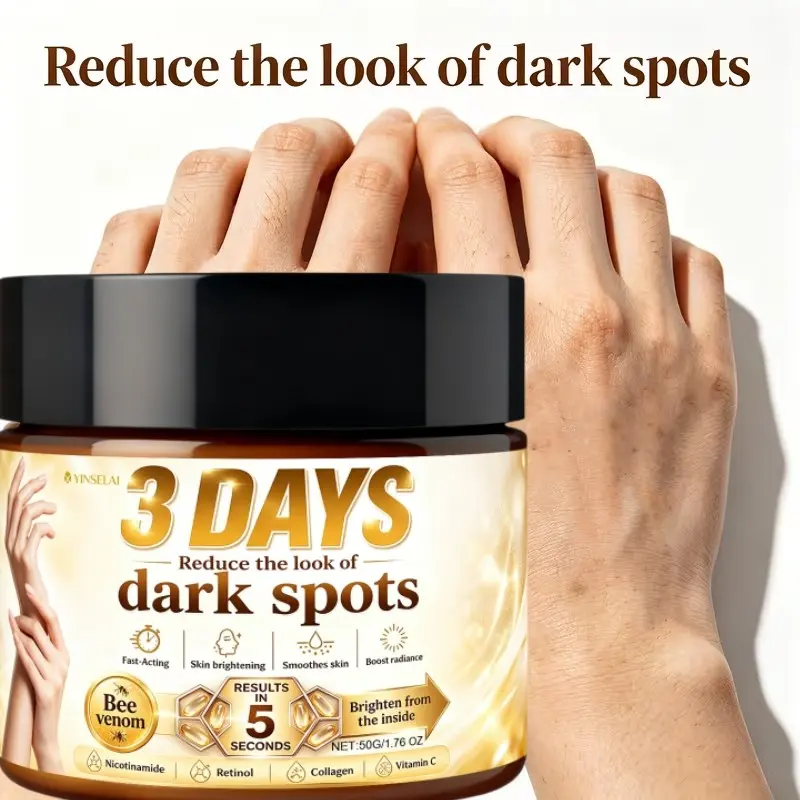 Bee Venom Brightening Cream, 3-Day Brightening, Niacinamide, Retinol, Hyaluronic Acid, Vitamin C and E, Reduces Dark Spots, Even Skin Tone, Unisex