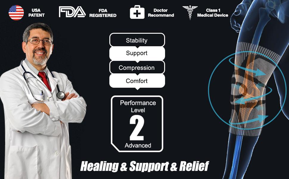 UGEM Knee Braces for Pain Relief, Compression Sleeves with Patella Gel Pad & Side Stabilizers, Support for Weightlifting, Running, Workout, Arthritis, Meniscus Tear, Unisex ACE-53