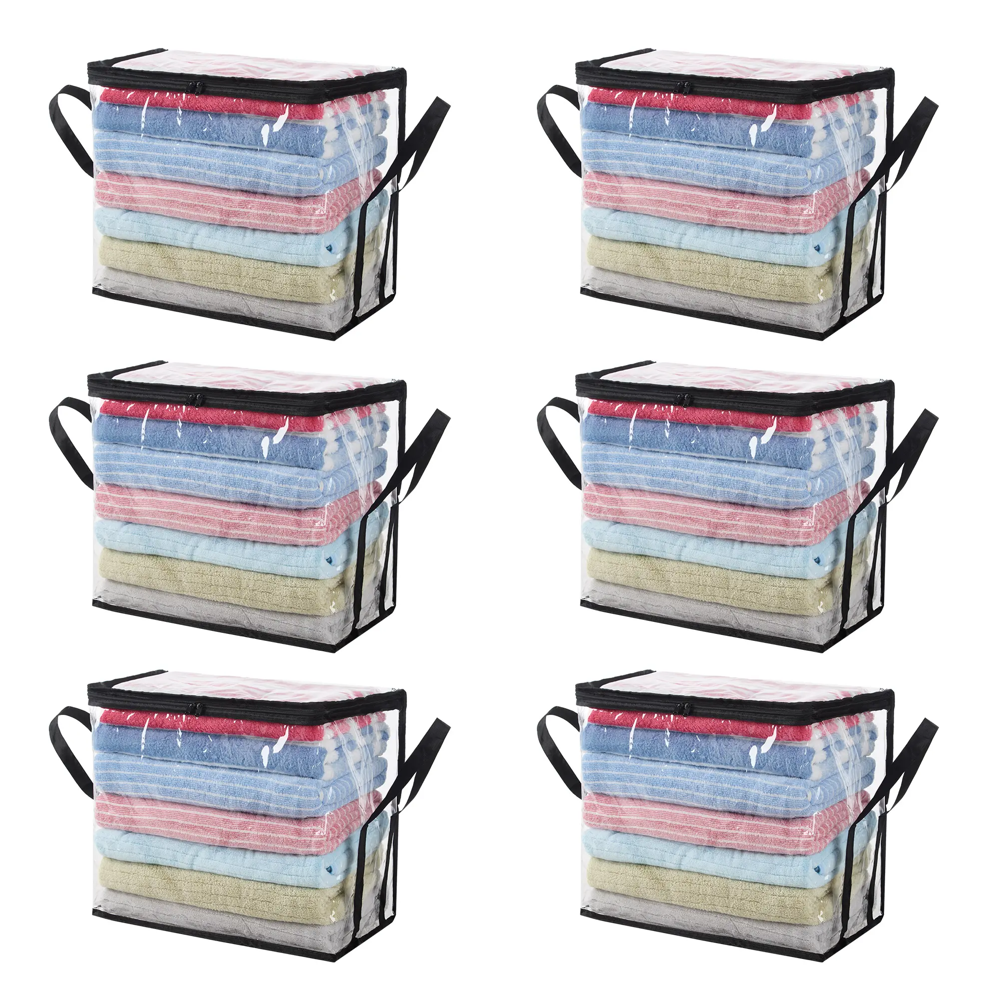 6-Pack Extra Large Transparent Plastic Storage Containers, Thick Home Organization Boxes for Bedroom Clothes Storage