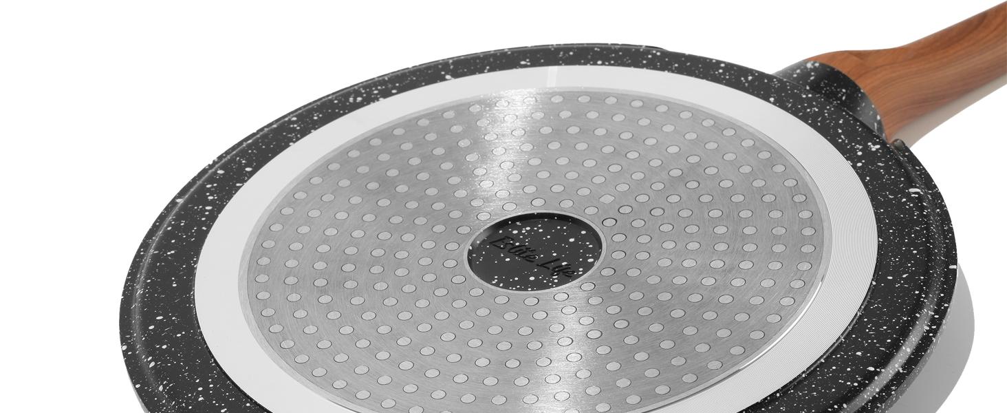 11 Inch Crepe Pan with Spreader, Nonstick Ceramic Flat Skillet Dosa Tawa Comales Para Tortillas Pancake Pan, PTFE & PFOA Free, Black