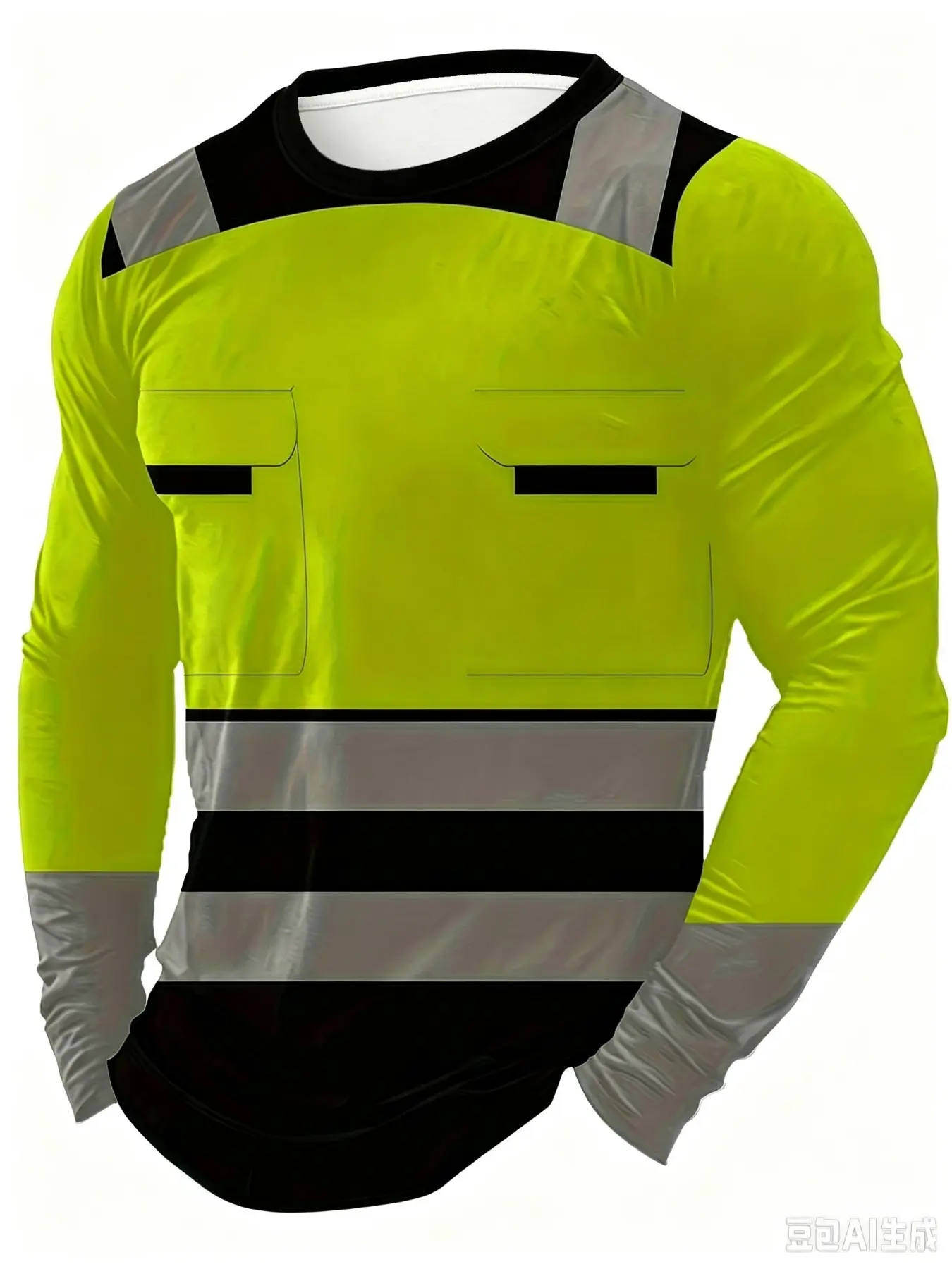 Men's casual summer printed long-sleeved T-shirt - Lightweight and breathable fabric, suitable for construction warehouse casual wear, machine washable, round-neck top, outdoor work shirt Workwear Oversize Lightweight Work Clothes