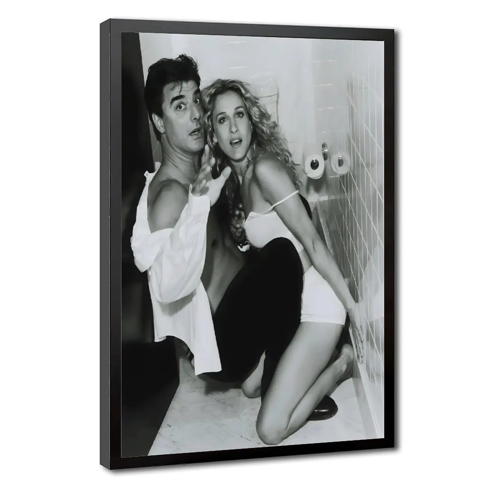 Sex and The City Mr.Big & Carrie Bradshaw Artistic Toilet Sex W Poster Canvas Painting, Decorative Framed Wall Art Print for Living Room Home Decoration