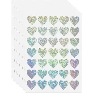 Holographic Heart Stickers  Glitter 1 Inch Small Sticker for  Rewards Self-Adhesive Removable  Vinyl Sticker for Behavior Chart Student Planner School Teacher Supplies 350 count