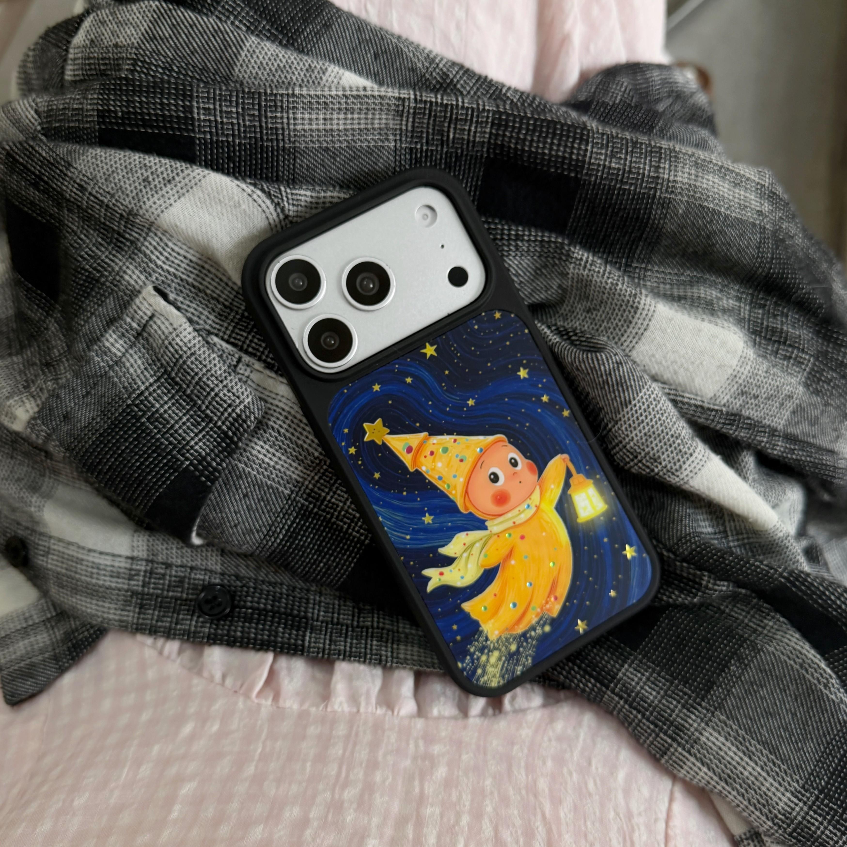 Luxury Gilded Star Character Rotatable Phone Case for iPhone 17 Pro Max 16 Pro Max 15 Pro, Stylish Full Body Protective Shell for Girls