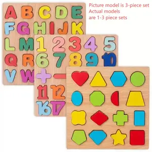 3D Colorful Alphabet Number Puzzle Montessori Wooden Puzzles Matching Games Early Education Toys Mathematics Shape Cognition Kids Puzzle