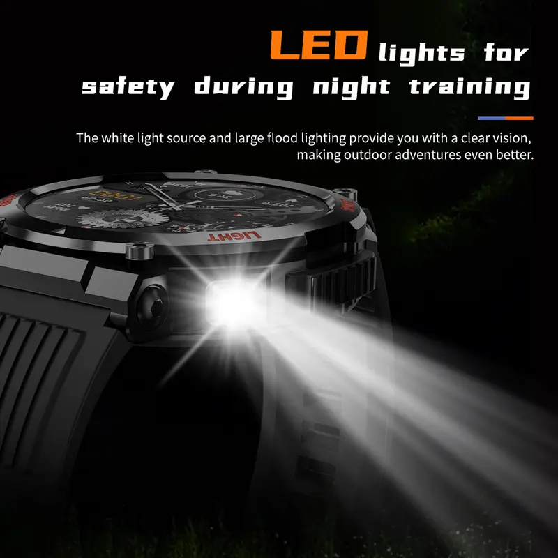 Military Smartwatches (Call Reception/Number Dialing) with LED Flashlight 1.46-inch High-Definition Outdoor Tactical Strong Smart Watch for Sports and Fitness Tracking, Weather , Information Push Voice Assistant, Clock Display Suitable for IOS and Android Military Smartwatches (Call Reception/Number Dialing) with LED Flashlight 1.46-inch High-Definition Outdoor Tactical Strong Smart Watch for Sports and Fitness Tracking, Weather , Information Push Voice Assistant, Clock Display Suitable for IOS and Android