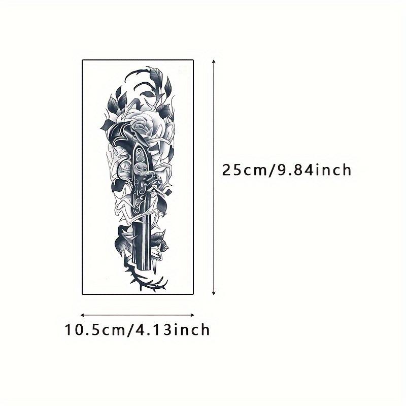 6 Large Herbs Tattoo Sticker Containing 1 One Musket Elements 5 Styles Random, Lasting for 7-15 Days, Waterproof and Friction Resistant, Realistic Effect, Suitable for People Who Don't Want Tattoo Pain