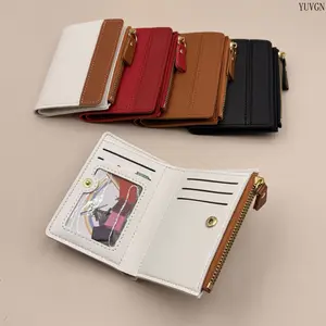 Mini Bifold Card Wallet for Women, Multi Slot ID Window Purse with Zipper Coin Pocket, Portable Daily Cash Card Storage Accessory