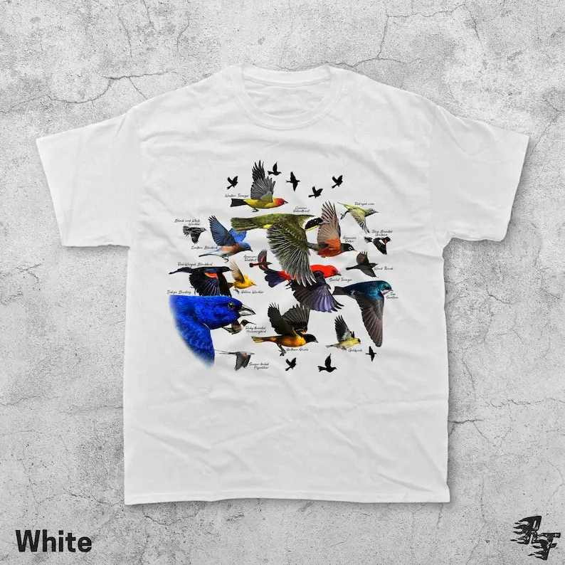 Bird Migration Vintage Graphic T-Shirt, Retro Nature Wildlife Tee, Flying Birds Art Shirt, Ornithology Lover Gift, Naturecore Aesthetic Top