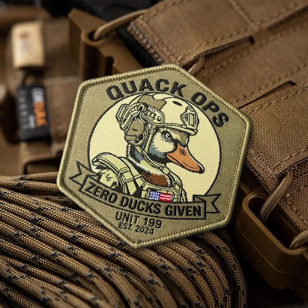 Quack Ops Tactical Duck Embroidered Patch Funny Patch Embroidery Patch Hook and Loop Morale Badge Patch Design for Backpack Vest Hat Jacket Clothing