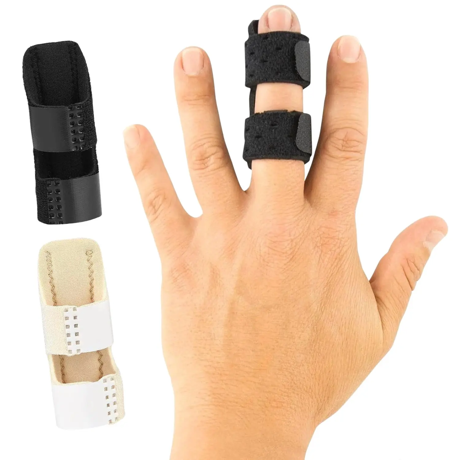 Finger Splint 2 Pack, Universal Finger Straightener, Broken and Trigger Finger Splints, Arthritis Pain Relief, Sprain Support