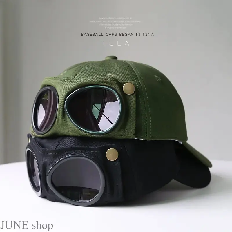 Men's Pilot Style Baseball Cap, Adjustable Cotton Hat with Glasses Slot, Breathable Sun Protection for Outdoor Activities, Sports Outdoor Hat, Anti-Uv Hats