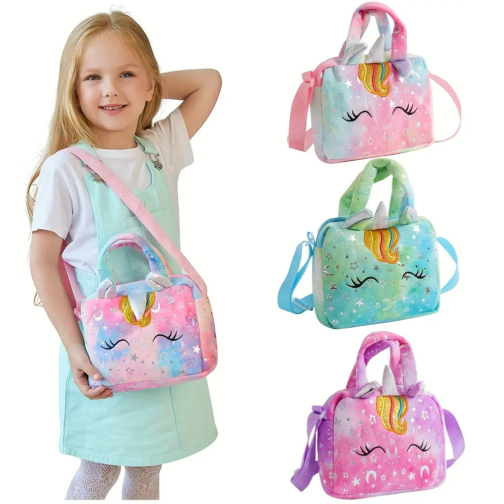 Cute Unicorn Girl Single Shoulder Crossbody Bag Glove Bag, Tie-Dye Fabric, Each Bag Has a Different Color, Random Color Delivery, Cannot Specify The Color, for Teenager, For Teenager
