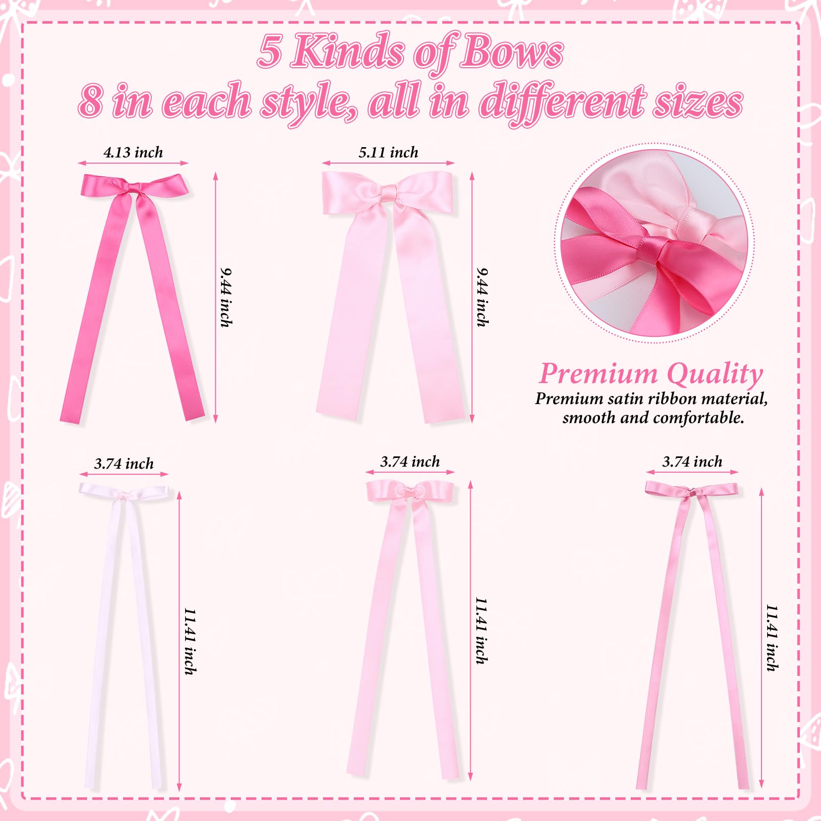 40 Bow Wall Decorations, Lightweight DIY Photo Background Bows, Ribbon Bow Wreath, Birthday Party Decoration Ornaments for Women & Girls, Party Decoration Supplies