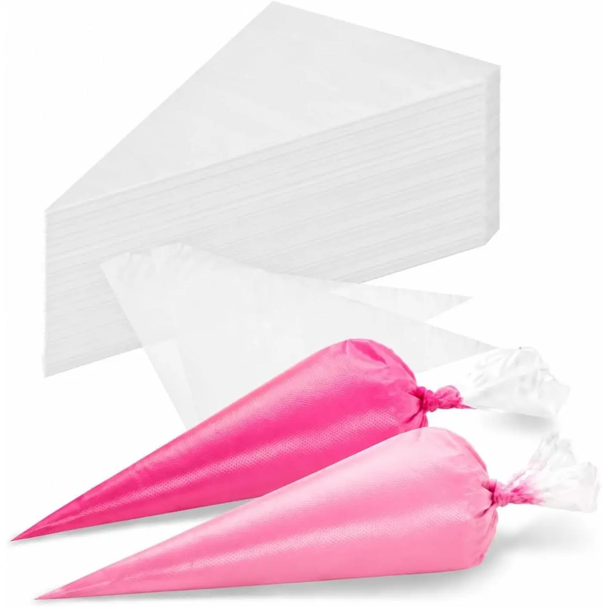 Piping Bags 16 Inch,300 Pack 30 Microns HDPE Disposable Non Slip Anti-Burst Tipless Thickened for Cake Decorating Icing Clear Frosting Pastry Bulk Cupcake Decorating Baking Supplies-Medium