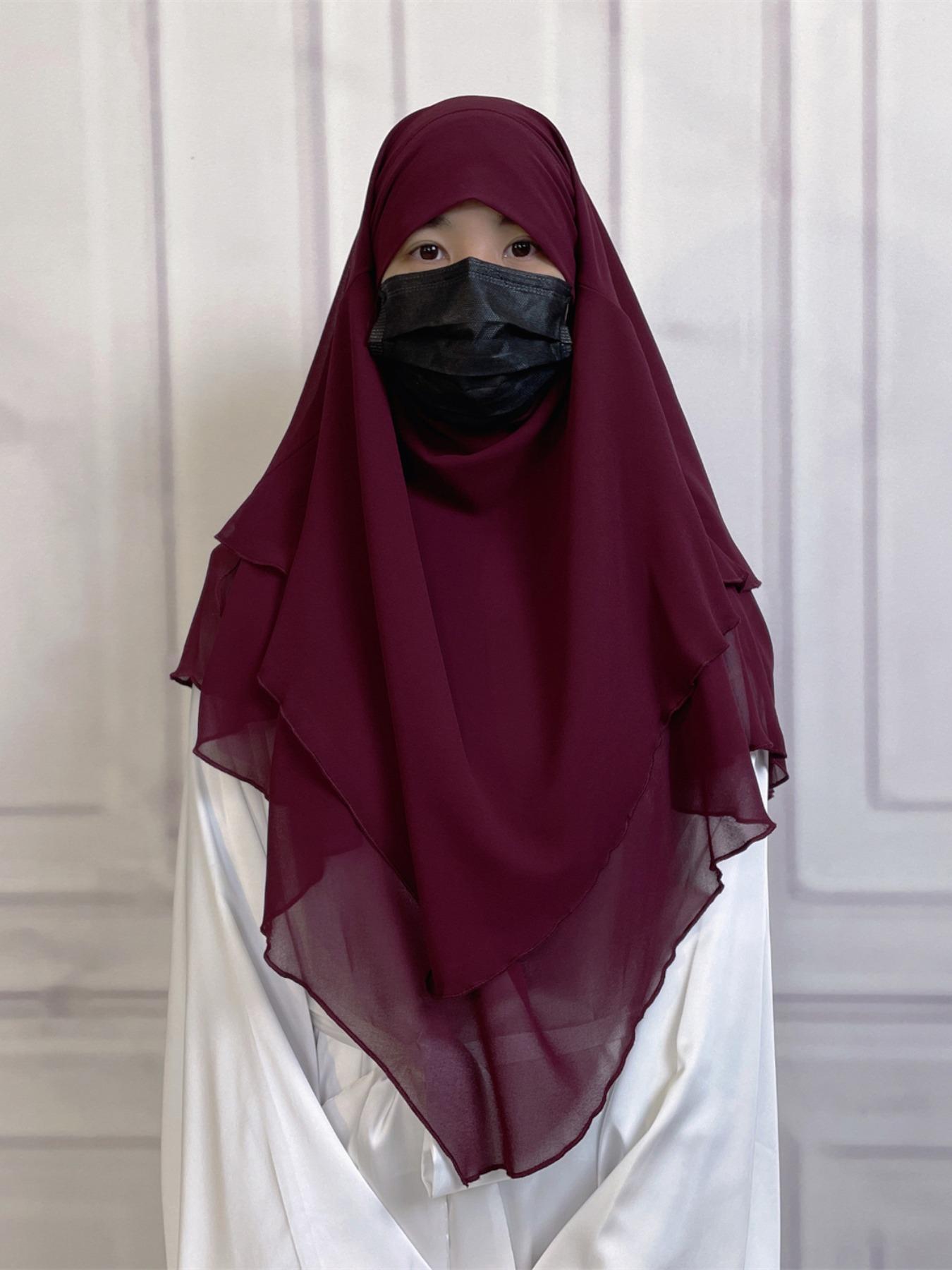 16 Colors Short Chiffon Khimar, Muslim Fashion High-Quality Fabric, Suitable for Adults and Kids, Essential Wear for All Seasons