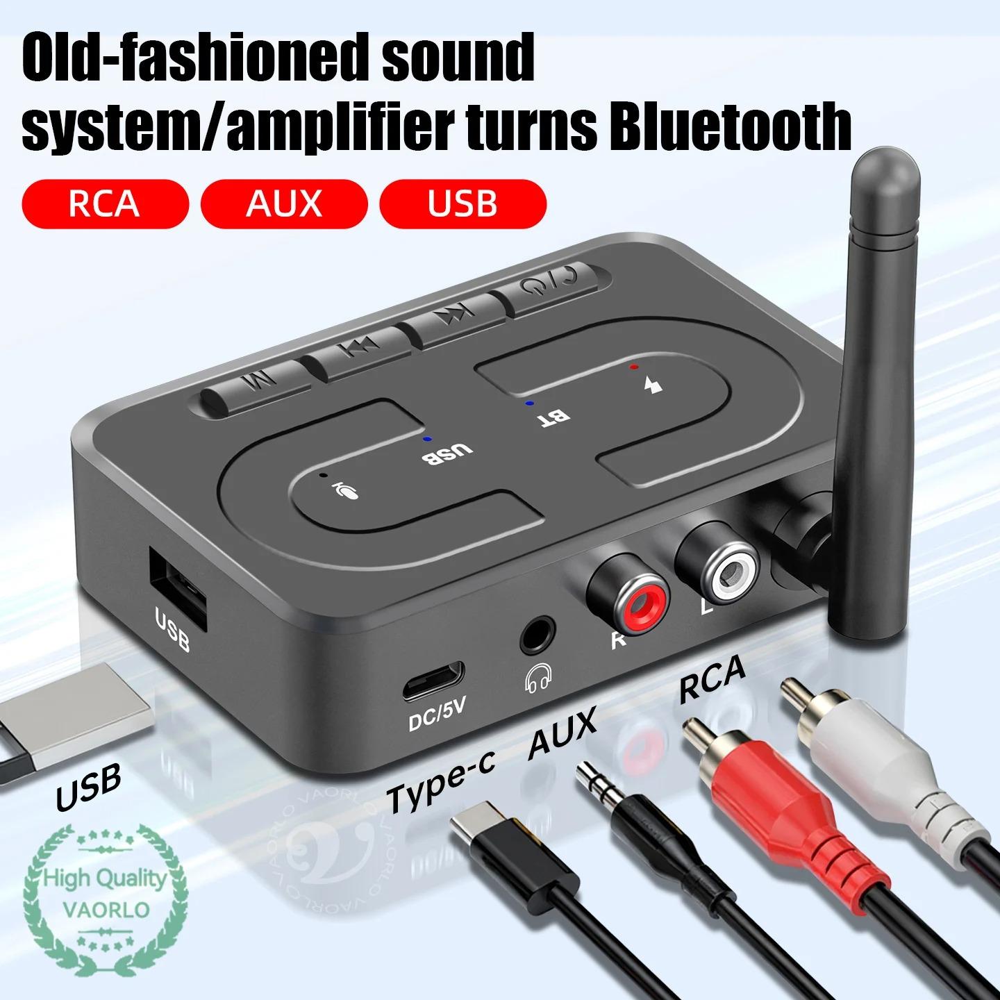 Bluetooth 6.0 Audio Receiver 3.5mm AUX RCA With Mic HIFI Stereo Wireless Adapter Support USB U-Disk For Car Speaker Amp