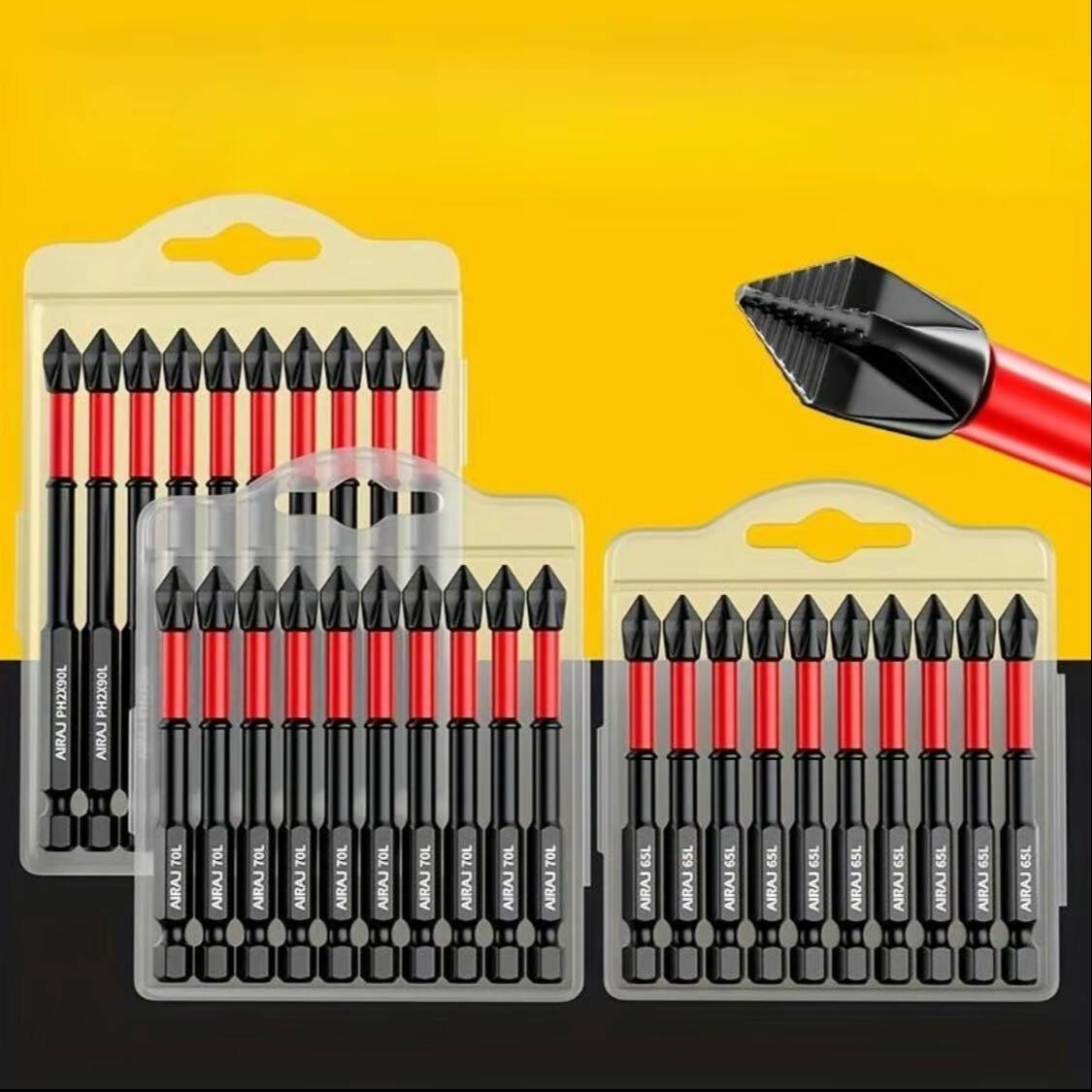 Magnetic Phillips Screwdriver Set, High Hardness Anti-Slip Heads, Replaceable Screwdriver Bits, Fits Electric & Manual Drills, Hardware Tools, Impact Drill Bits Kit with Tool Box