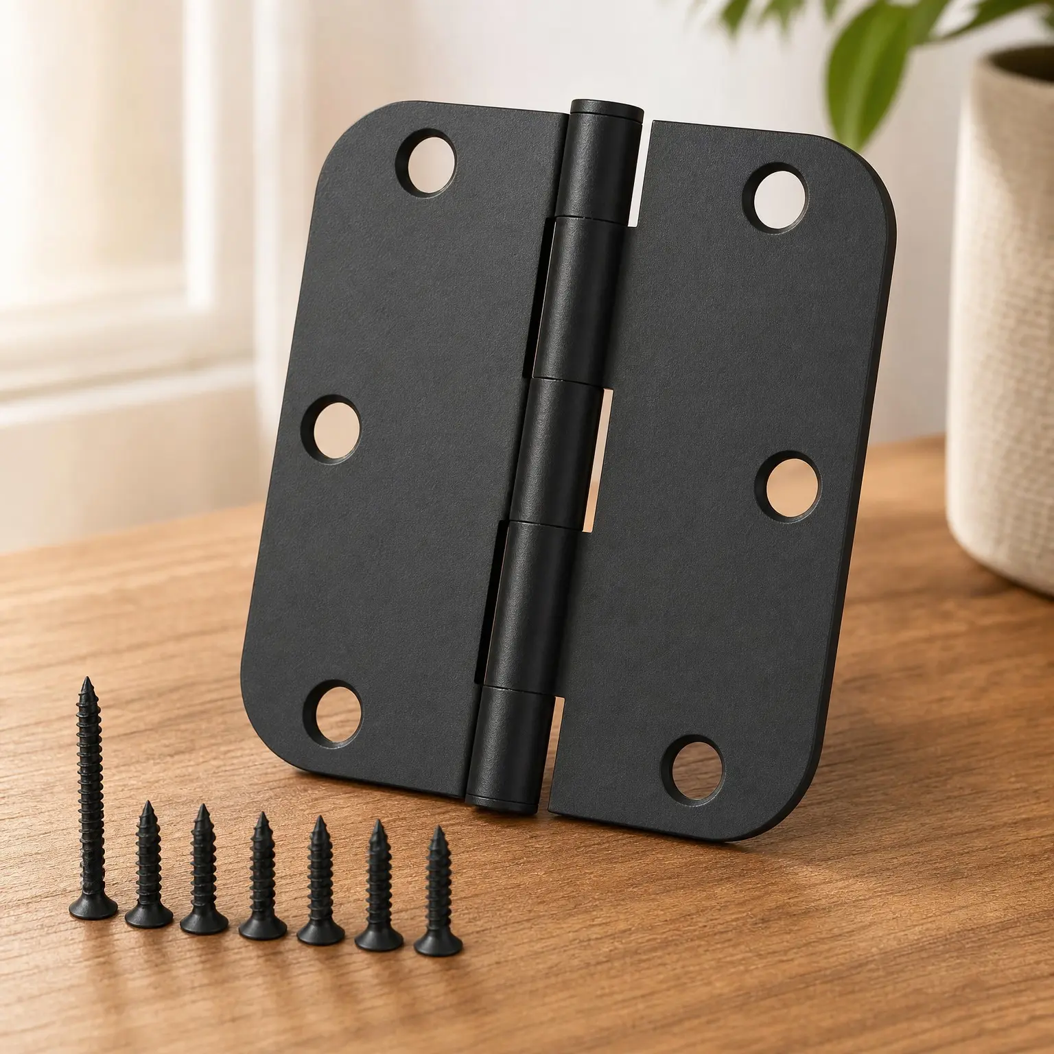 30 Pack Matte Black Door Hinges 3.5 Inch with 5/8" Radius Corners, Rounded Interior Door Hinges, Flat Iron Residential Door Hardware with Removable PinGift