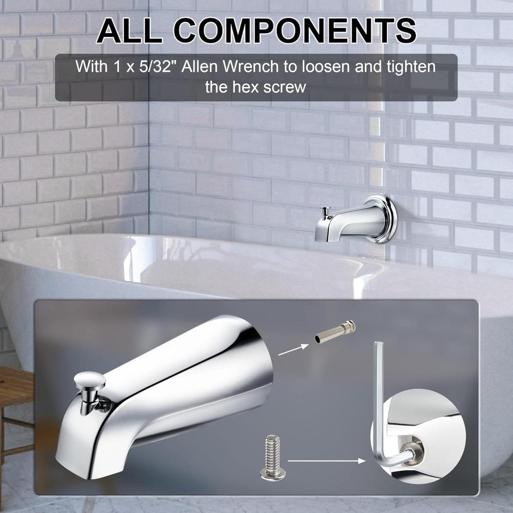 1 Set Faucets Pull-Up Hand Faucet Tub Spout Bathroom Shower Faucet Spout Replacement Slide-In Diverter Tub Spout Compatible with Kohler GP85556 Fits 1/2" copper water pipe Includes 5/32" hex wrench Easy to install