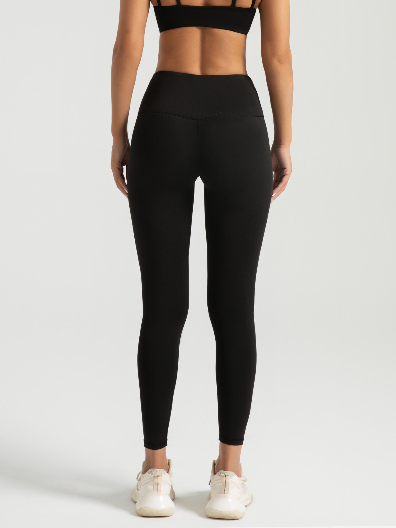 Women's Solid High Waist Sports Leggings, Tight Fitted Breathable Comfortable Skinny Pants for Yoga Gym Workout Running, Ladies Sportswear for All Seasons