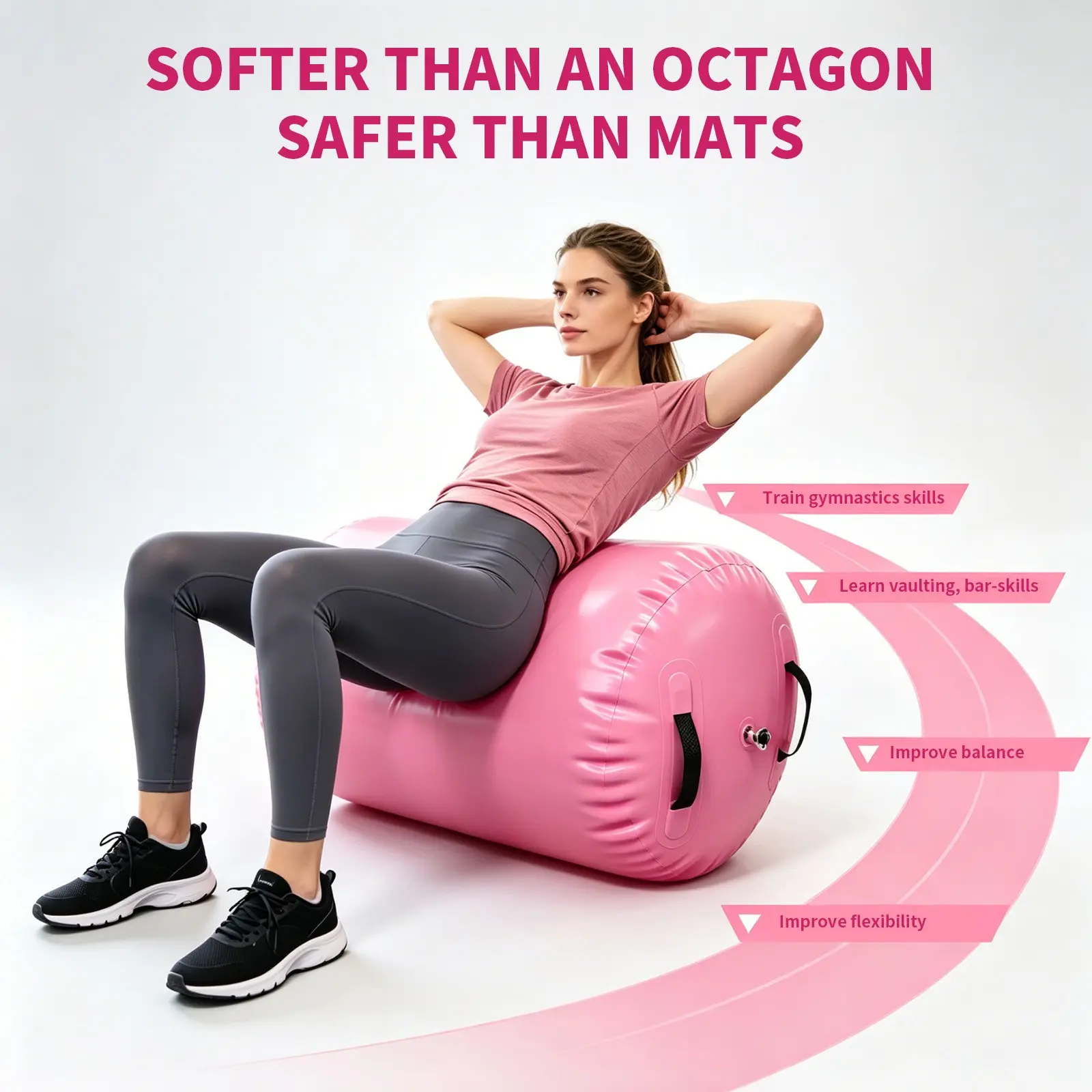 Inflatable Gymnastics Roll Pad, Cheerleading, Yoga & Home Gym Training Equipment, Workout Mat Thick, Inflatable Tumbling Mat, Gymnastics Air Mat