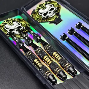 Professional high-quality hard dart set with exquisite skull patterns and stable flight wings, consisting of 3 pieces. Easy to control stunt throwing and 3-dart gameplay, meeting the needs of both professional players and enthusiasts