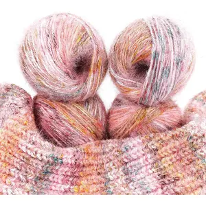 Luxury Variegated Wool Blended Yarn, 60% 20% Acrylic 10% Nylon 10% Wool, 4 Piece Set, 200g/7oz, Textured Feel, Lofty and Warm,Perfect for Cozy Sweaters,Scarf,Hats.(9#Camo Pink