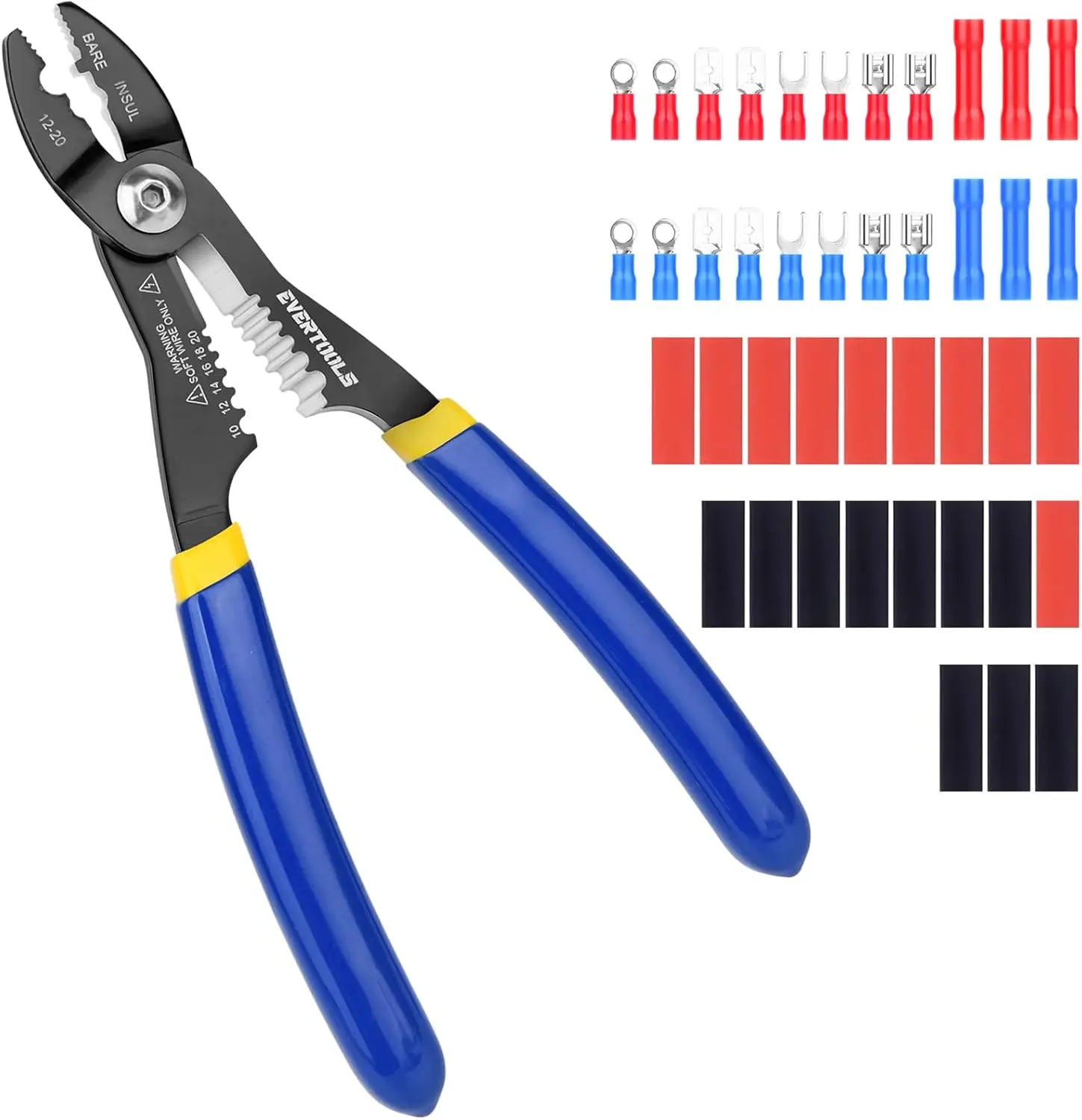 4-in-1 Wire Stripper and Crimping Pliers for Clamping, Cutting and Stripping, Compact Multifunction Tool for 10–20 AWG Wires