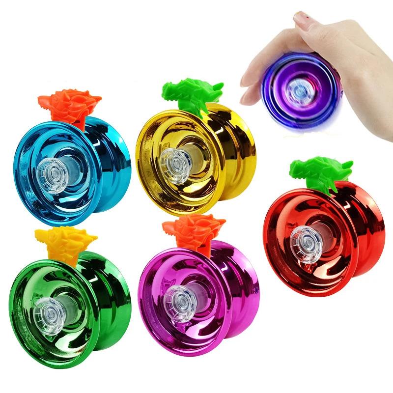 Glowing Alloy Yoyo for Beginners - Light-Up Yo-Yo with Animal Head Ring & Colorful String, Responsive Yo-Yo for Kids & Beginners, Perfect for Party Favors & Skill Development