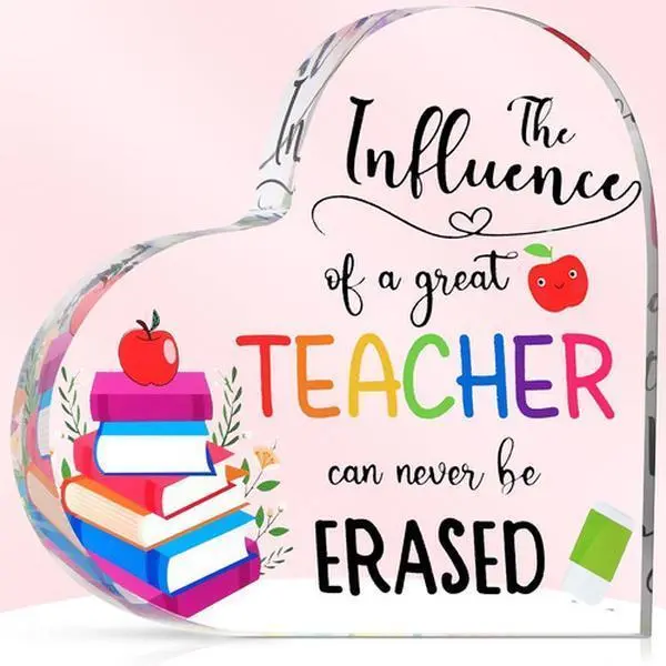 Transparent Glossy Acrylic Teacher Plaque - Decorative Inspirational Quote Desk Sign, Modern Freestanding Women's Teacher Keepsake, Waterproof Erasable Home & Classroom Decor