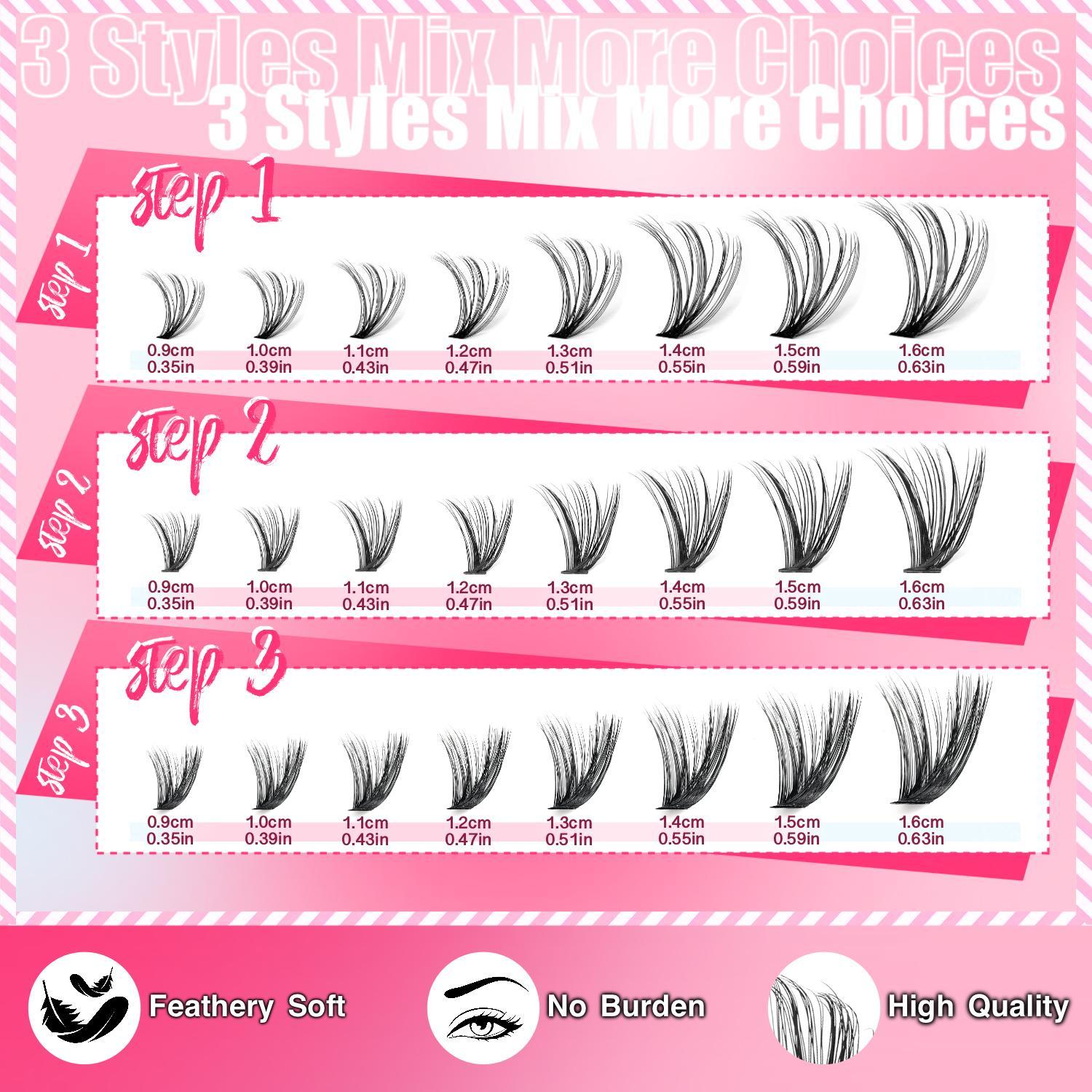 Eyelash Extension Kit, 2-in-1 Lash Bond & Seal with Lash Clusters and Tweezers, Reusable DIY Lash Clusters for Beginners at Home, Eyelash Glue & Tools Included, Eyelash Fixer, Eyelash Extension Set