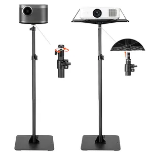 VEVOR Projector Stand, Projector Floor Stand with Adjustable Height 30.3 to 63.4 inch, 360° Horizontal Rotation Projectors Cart for Meetings, Outdoor Movies, Video Stand, Gimbal Mount or Tray Support