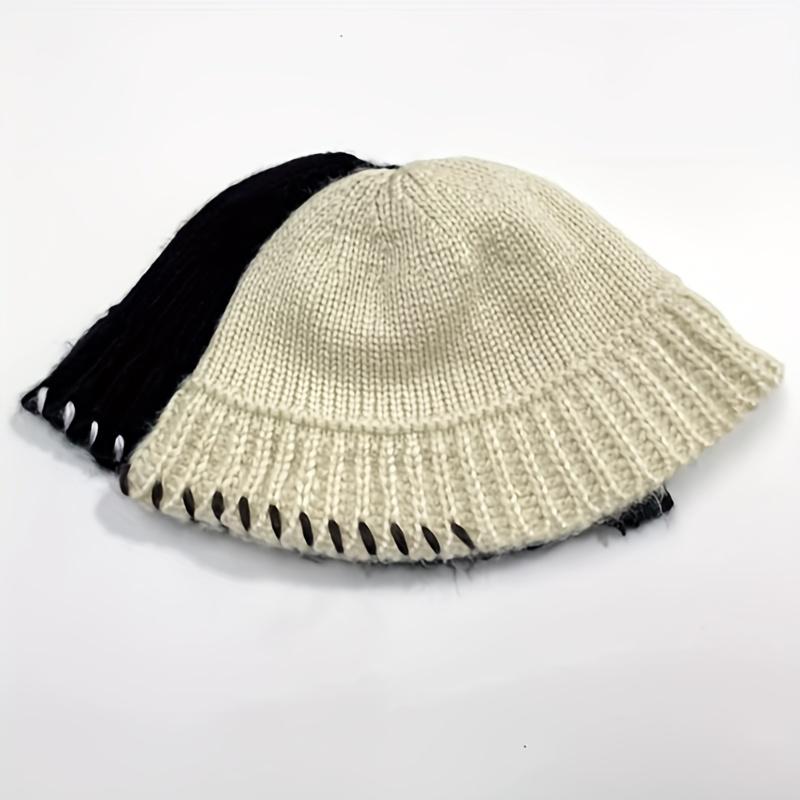 Men's New Overlock Fisherman Hat, Men's Autumn And Winter Trendy Knitted Hat, Men's Big Head Circumference Black Hat