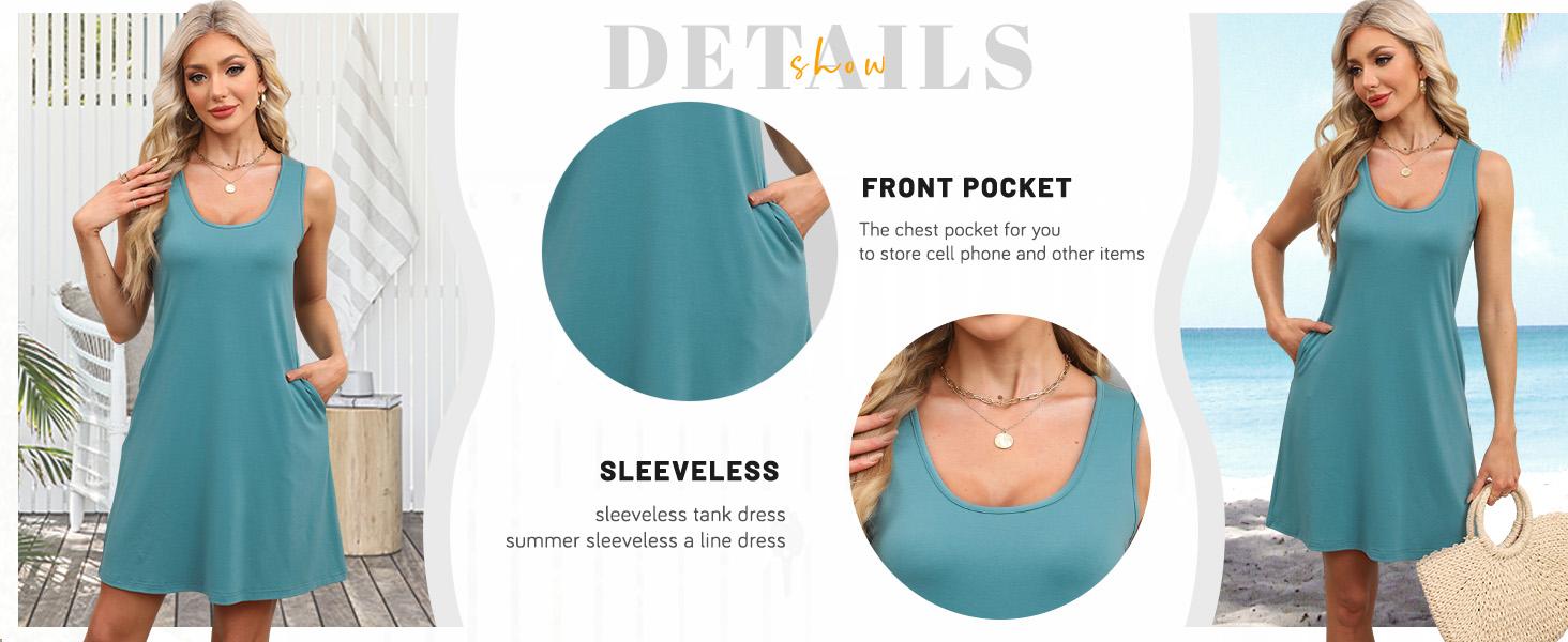 WIHOLL Womens Summer Dresses Loose U Neck Sleeveless Sundresses Dress with Pockets SpringStatements