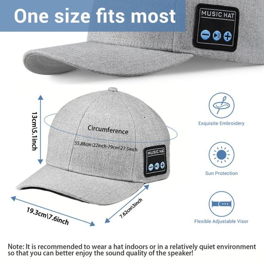 Adjustable Bluetooth Speaker Hat Wireless Smart Audio Sports Cap Unisex Outdoor Running Hat Soft Breathable Fit Hands-Free Music Ideal Gift