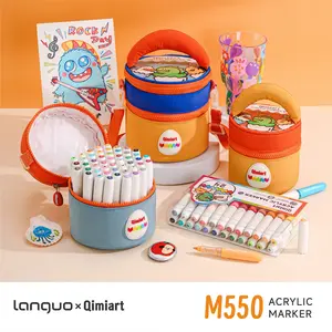 Acrylic Marker Set, Egg Shape Design, Soft Round Tip, Washable Ink, Easy to Use, Portable Fabric Pouch Included