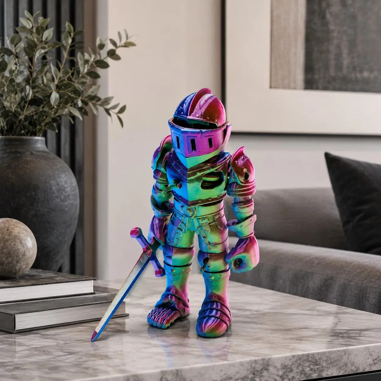 3D Printed Soldier Sculpture, High Aesthetic Military Style Desk Ornament, Creative Tactical Home Decor Statue, Ideal Gift for Men