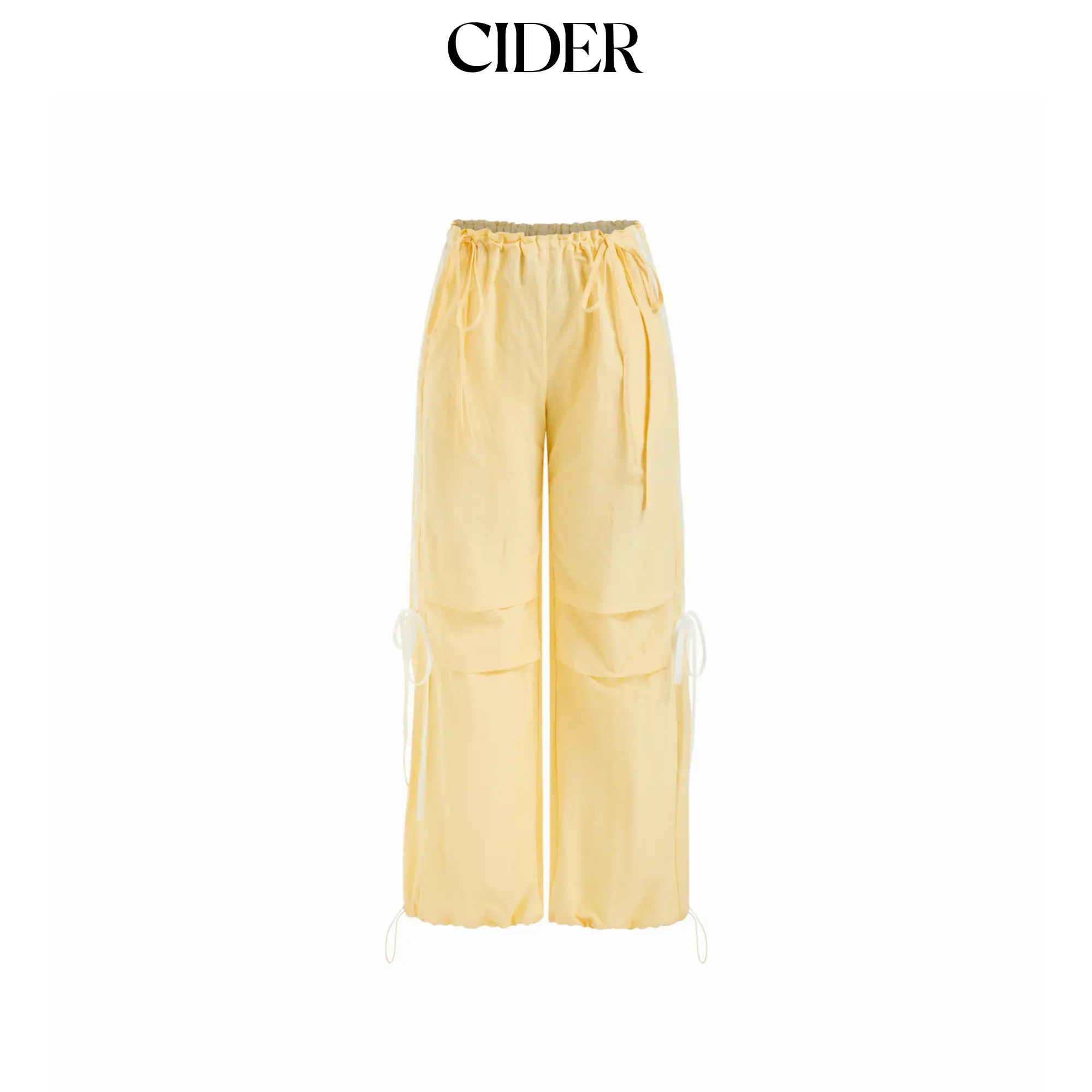 Cider Low Rise Side Striped Knotted Drawstring Straight Leg Trousers