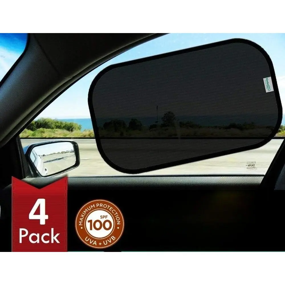 Car Window Shade 4-Pack | 99% UV Protection Baby Car Sun Shade for Side Windows, 2 Transparencies (20" x 12")