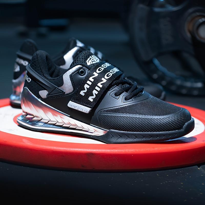Professional weightlifting shoes crafted for heavy-duty lifting and high-intensity functional training, featuring sturdy anti-slip rubber soles that deliver excellent stability for men’s deep squat movements.