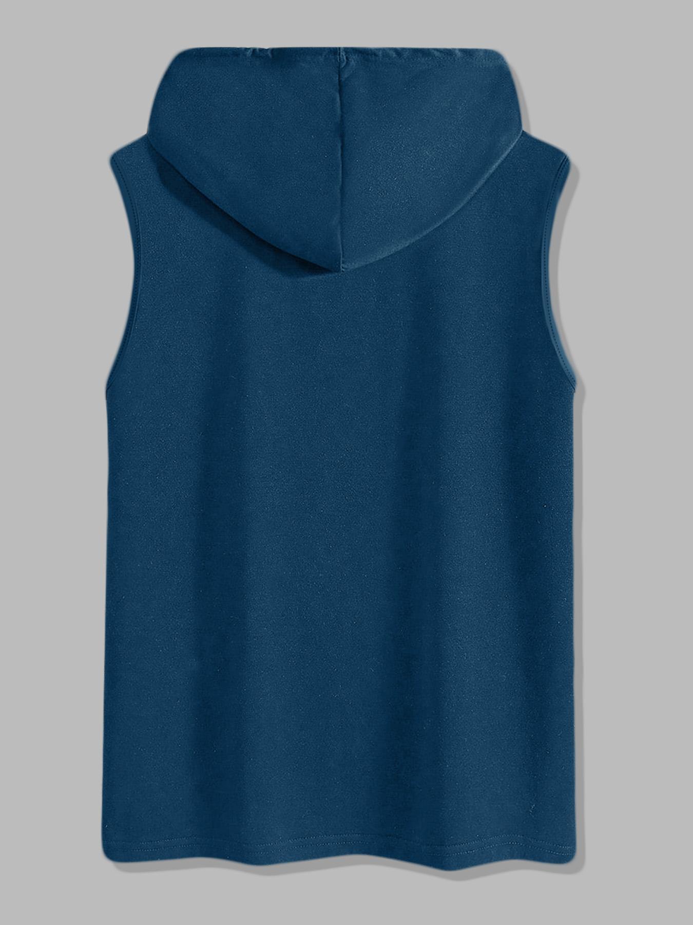 Men's Regular Fit Letter Print Hooded Tank Top, Casual Sleeveless Top for Summer, Fashion Men's Clothes for Daily Wear, Breathable Sleeveless Vest, Socks