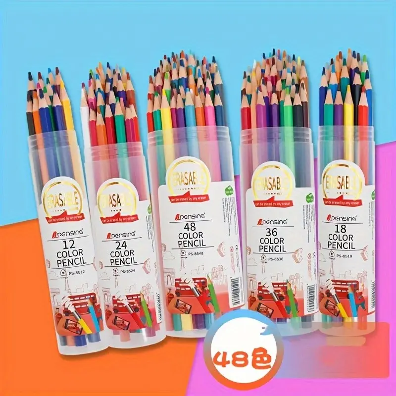 12/18/24 Color Bucket Pack Erasable Colored Pencils, Graffiti Drawing Pens, Any Rubber Erase, Art Supplies, School Stationery Gift