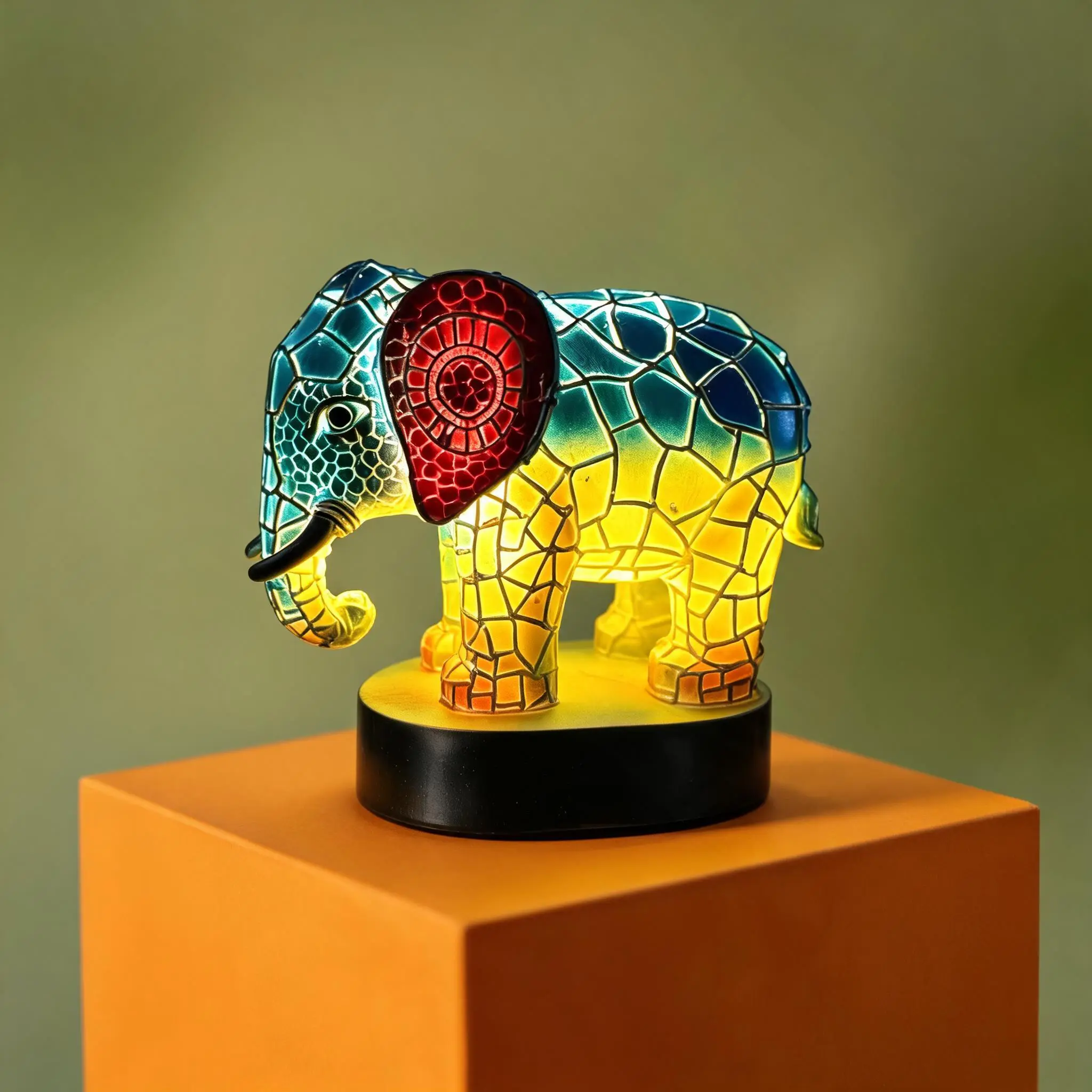 1pc Resin Elephant Colorful LED Night Light, Decorative Led Light, Creative Art Animal Statue, Bedroom Desktop Decor, Unique Ornament for Home Decoration